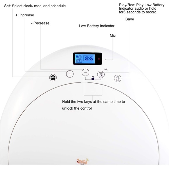 QPETS 6 Meals Automatic Cat Dog Feeder Auto Pet Feeder with Programmable Timer - Picture 2 of 8